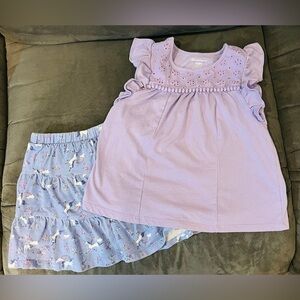 Toddler Girls Outfit, Top size 4T, Skirt size 5